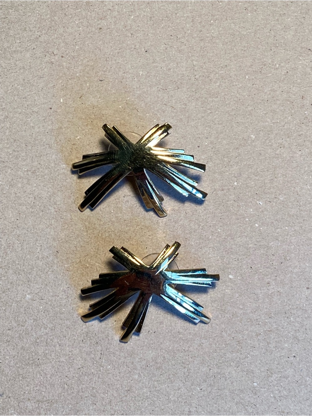 Gold Starburst pierced style Earrings - Shiny Gold color